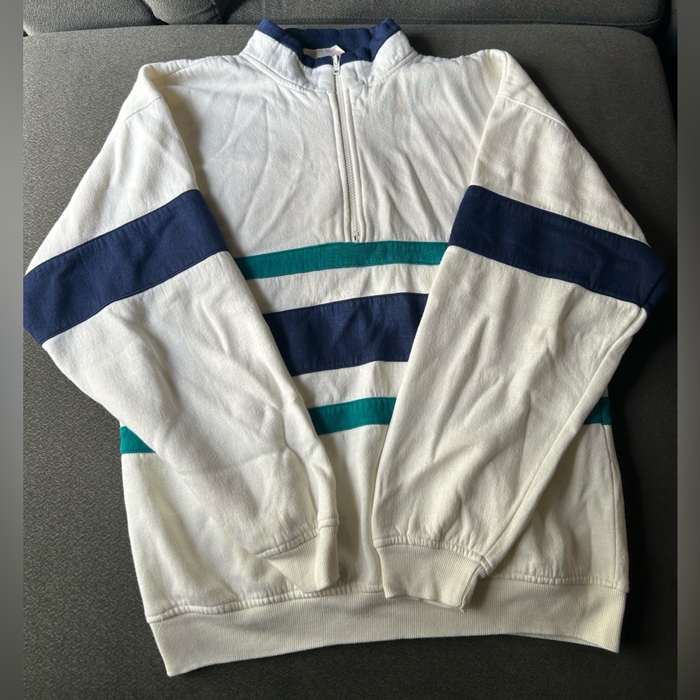 Vintage Raw Sweats Athletic Club Rugby Style Quarter Zip Sweater